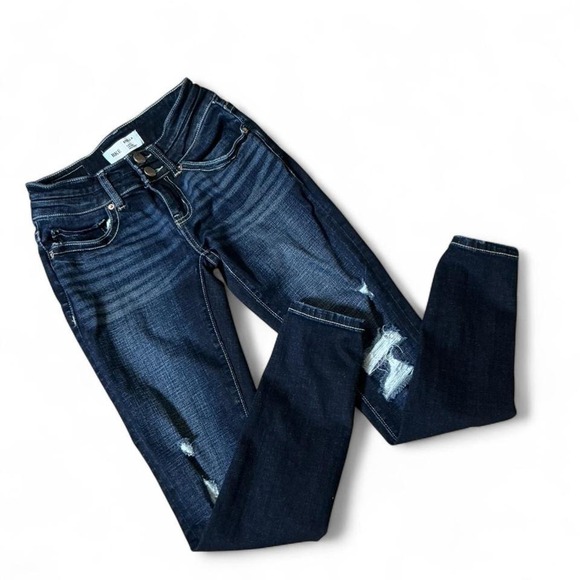 BKE Denim - Y2K BKE Stella Low Rise Ankle Skinny Jeans Dark Wash Distressed 24 ABK4141A